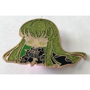 Green Glitter Anime Cute Girl Enamel Lapel Pin 3Liemarie